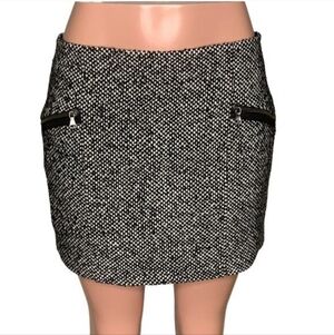 Zara Basic Skirt Gray Tweed Full Lining Hidden Side Zipper Size Large 40…